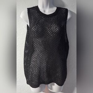 Worthington Black Open Weave Sparkly Sweater Vest - PL